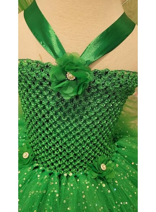 Daddy's Angel Girls Green Tutu Party Dress with Glitter Tulle Skirt – Sleeveless Princess Dress for Birthdays & Special Occasions - Image 4